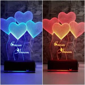 Personalized Heart Shaped 3D Illusion LED LAMP(9 Inches Height x 5-inch Width)