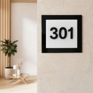 Modern Acrylic Apartment Number Plate – Flat Number Sign 